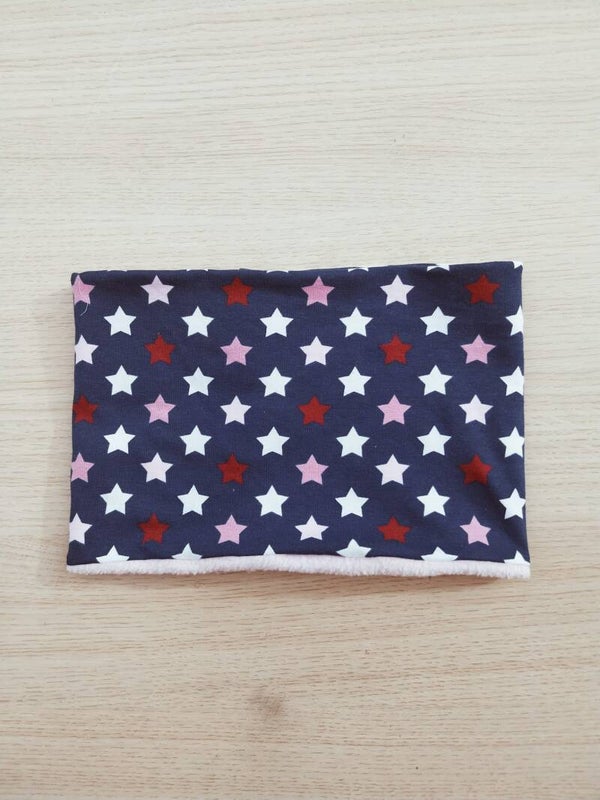 Schal dunkelblau/rosa mit Sternen