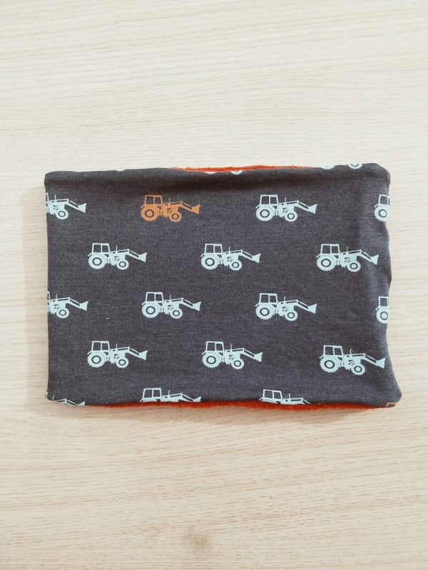 Schal blau/braun mit Traktoren