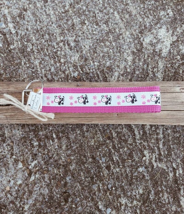 Schlüsselanhänger Kühe pink