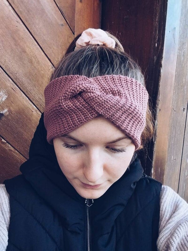 Stirnband altrosa gestrickt