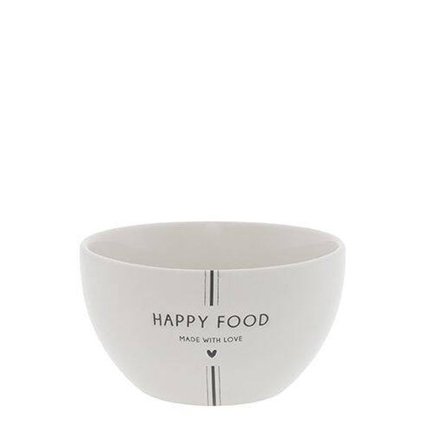 RJ/BO 011 BL - Bowl White/Happy Food in Black Dia 13x7cm