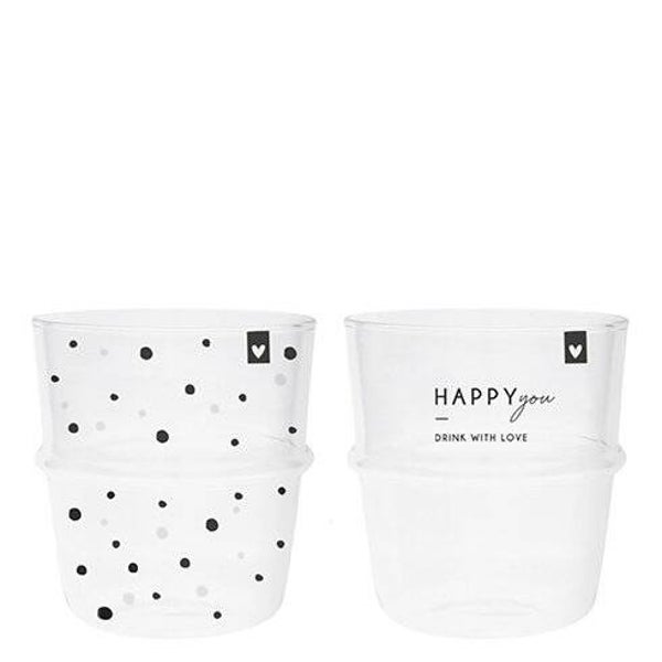 PH/TUMBL.WATER 019 Tumbler Water(2x12) Happy You & Dots Dia 8.5x9cm set/2