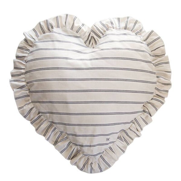 AN-CUSHION HEARTNS Heart Cushion 83x75 Naturel Stripe Chambray (with inner filling)