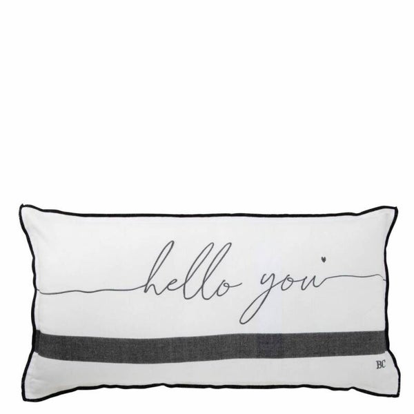 AN-CUSHION049WH - Cushion 35x70 White Chambray Hello You