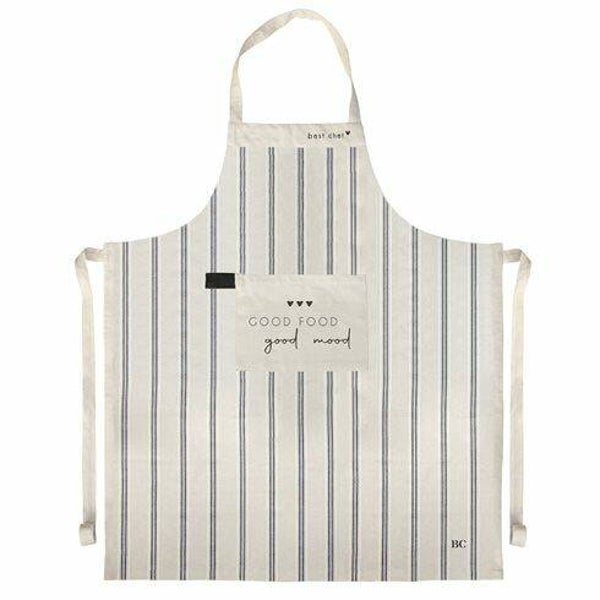 AN-AP-005NA - Apron Naturel/Stripes Good Food Good Mood