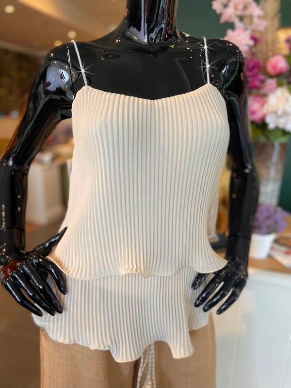 Top Party zwart- roze- Beige