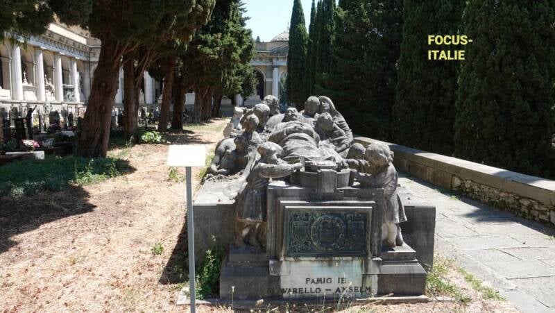 Tombe dans le cimetière monumental de Staglieno