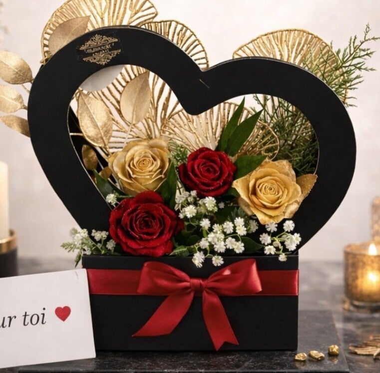 Cœur du Souvenir – Composition florale funéraire en fleurs de résine