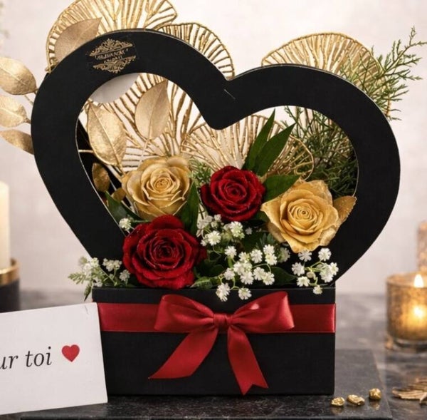 Cœur du Souvenir – Composition florale funéraire en fleurs de résine