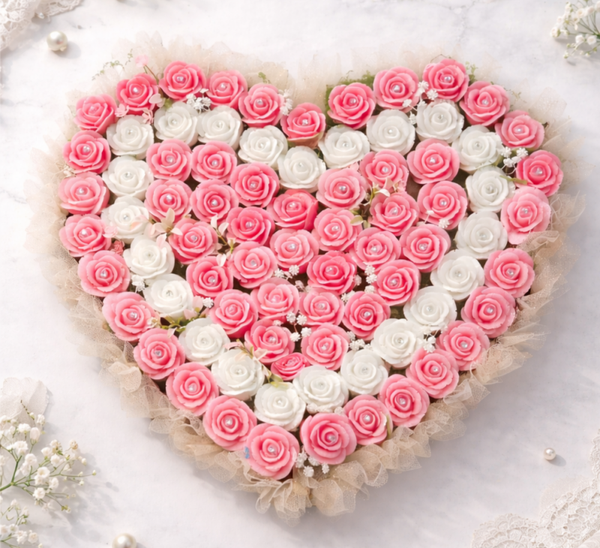 Signature d’Amour – Cœur Floral Luxe Édition Mariage