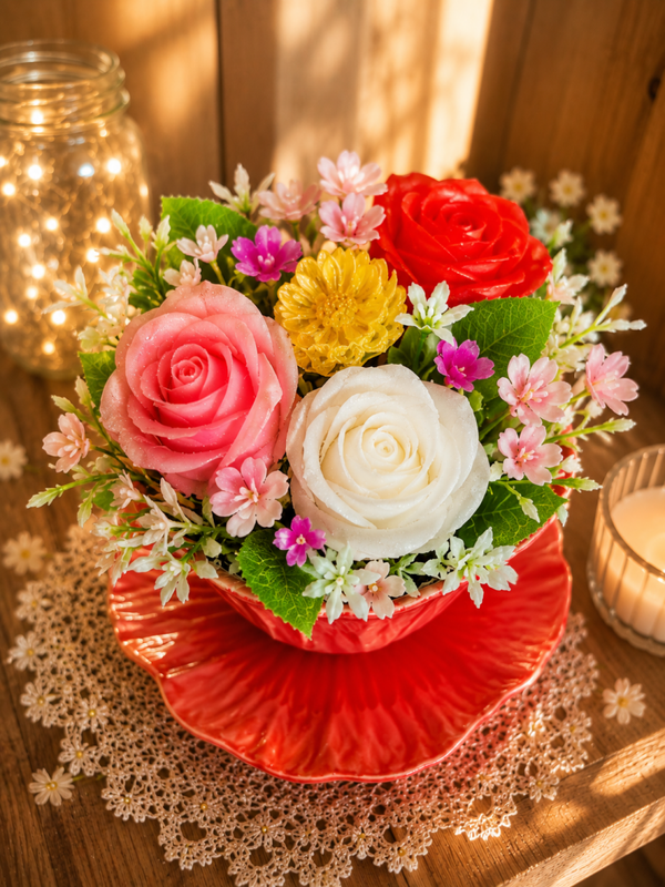 Tasse en Céramique Coquelicot avec Composition Florale en Résine