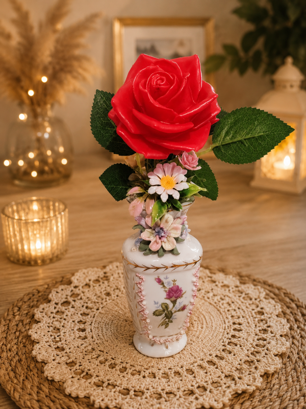 🌹 Rose éternelle rouge en résine – Hommage et souvenir