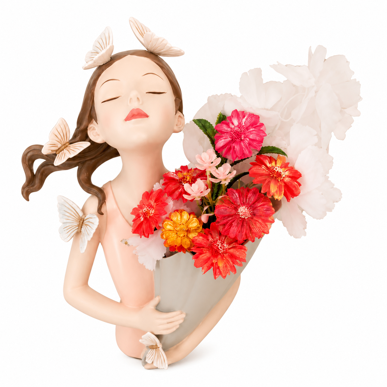 vase femme fleur papillon
