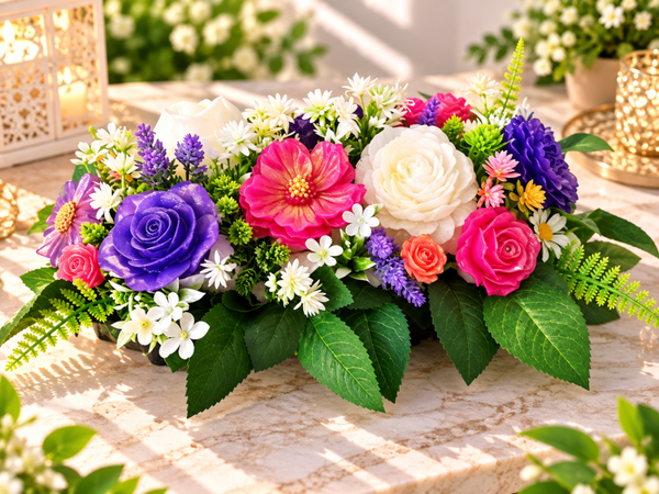 Bouquet funéraire " 27cm x 17 cm " Modèle disponible immédiatement