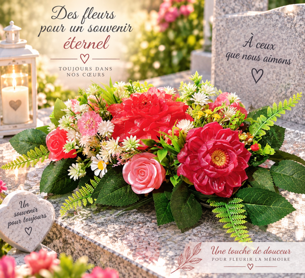 Bouquet funéraire " 27cm x 17 cm " Modèle disponible immédiatement