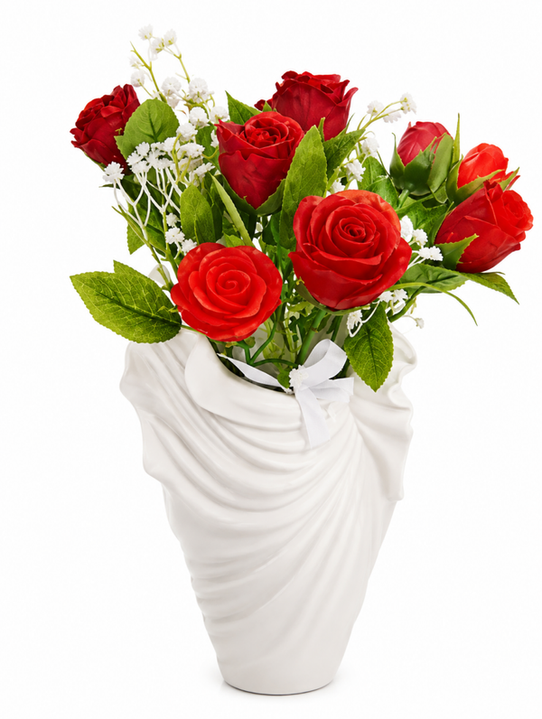 🌹 Bouquet de roses avec vase✨