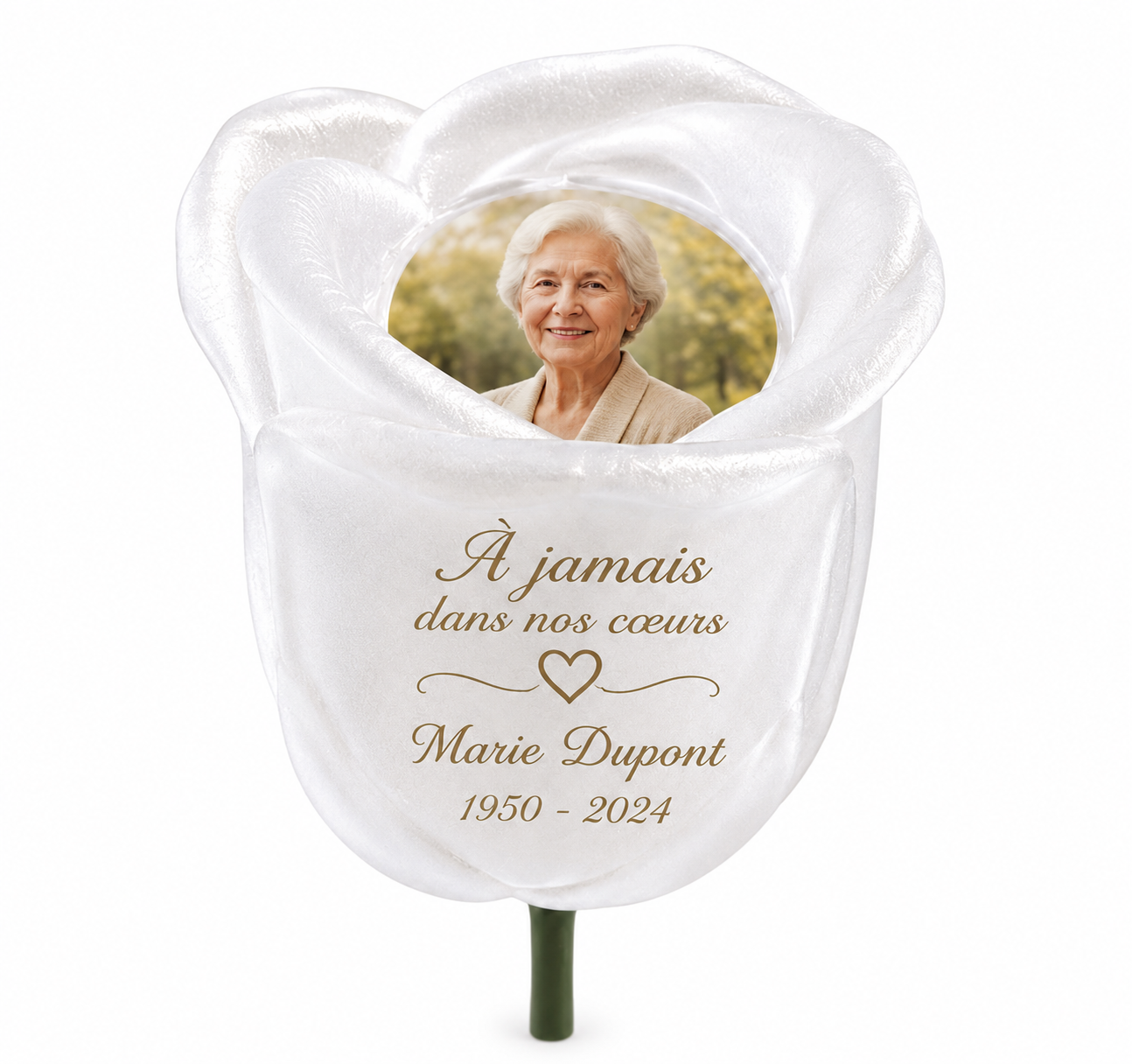 🕊️🌹 Rose immortelle en Résine – Hommage Personnalisé & Souvenir Éternel ✨