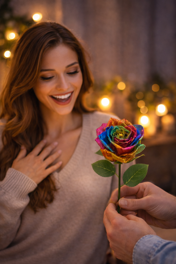 🌈 Rose multicolore – cadeau original et lumineux