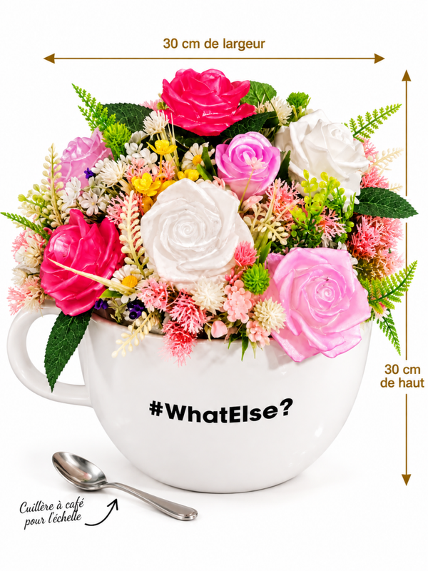 Tasse XXL "30cm x 30 cm" avec ces Fleurs immortelles en Résine.