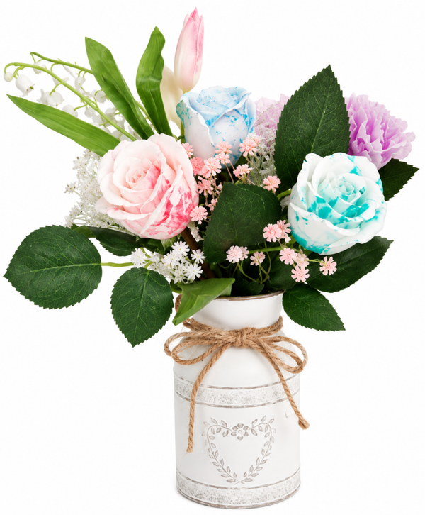 Vase et 8 roses  en  aqua-résine