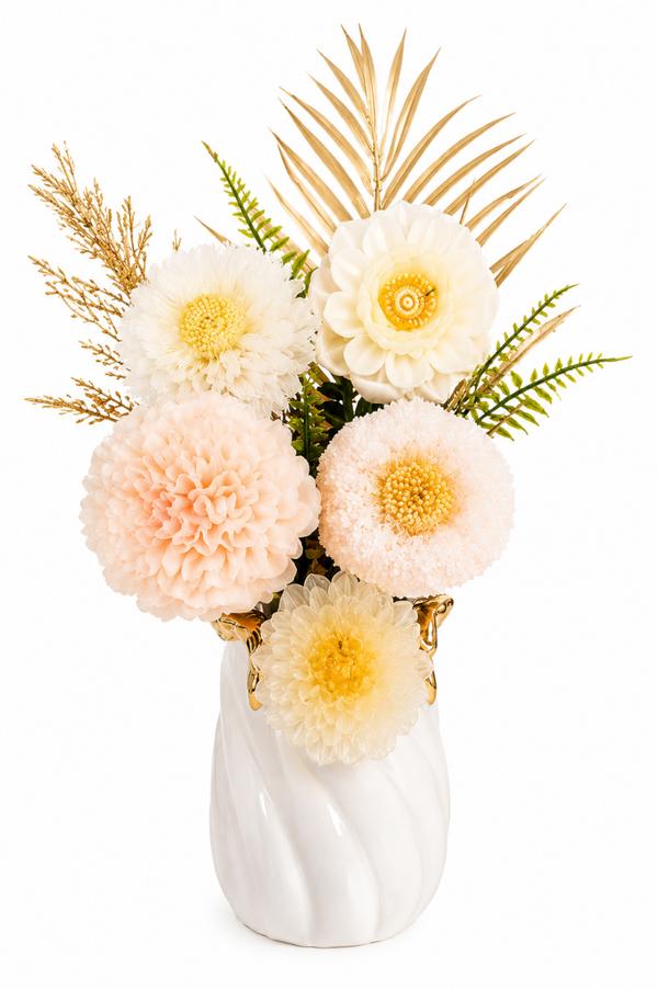 ✨🌸 Vase en résine fait main avec fleurs décoratives