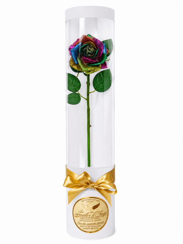 rose en résine arc-en-ciel ✨🌹