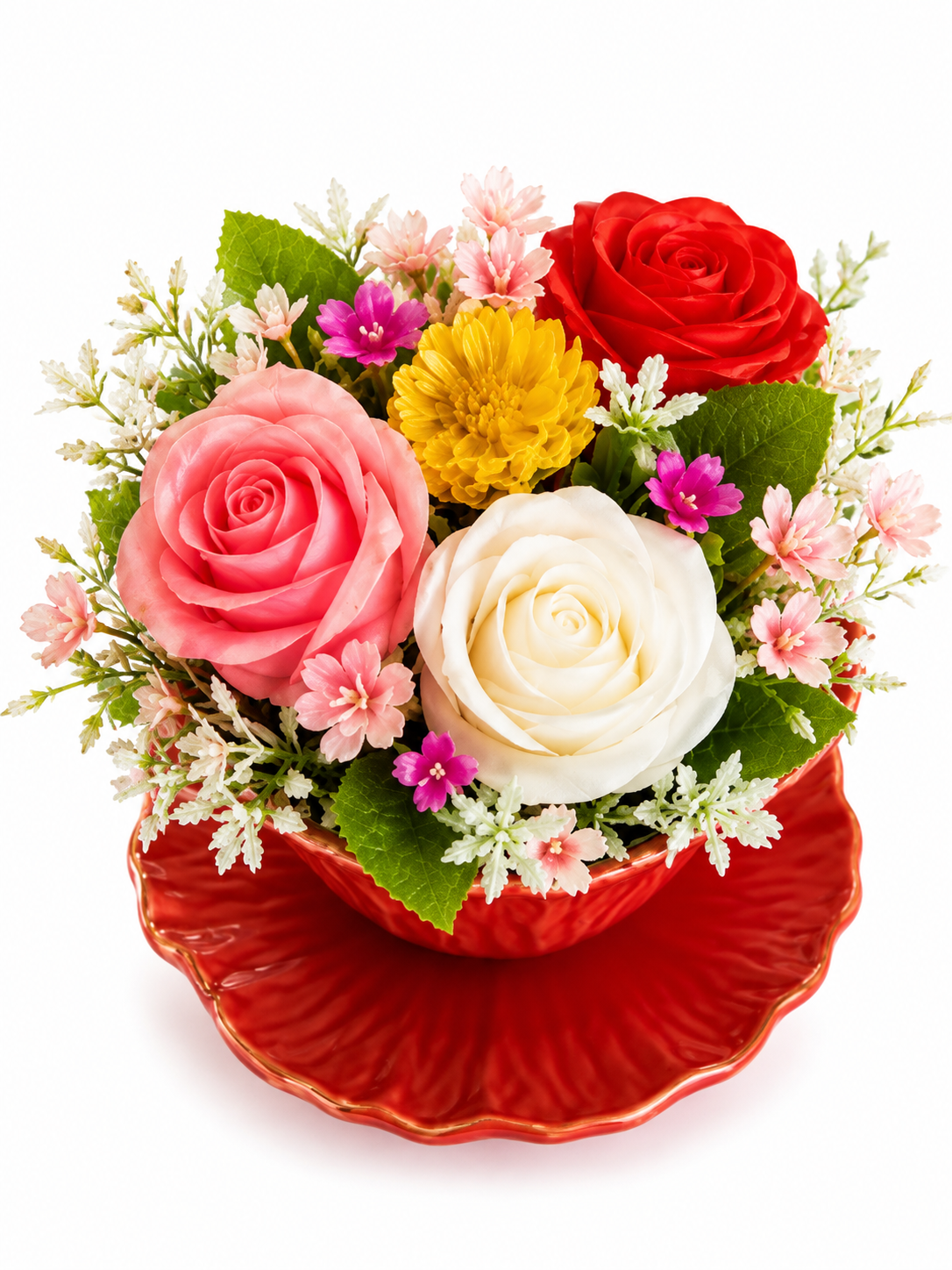 Tasse en Céramique Coquelicot avec Composition Florale en Résine