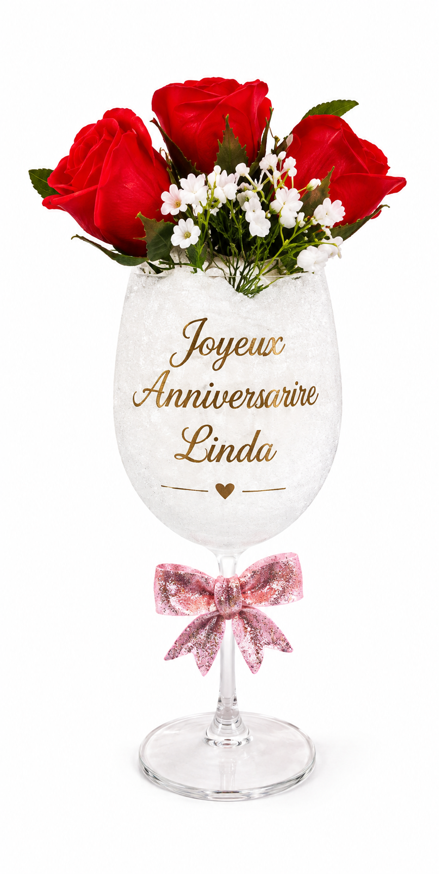Bouquet de roses personnalisé – Cadeau d’anniversaire avec prénom au choix