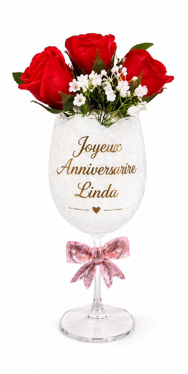 Bouquet de roses personnalisé – Cadeau d’anniversaire avec prénom au choix