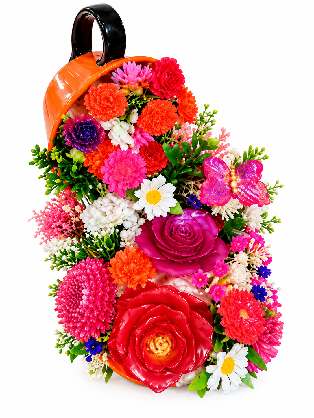🌸 Tasse en Céramique Suspendue – Cascade de Fleurs en Résine