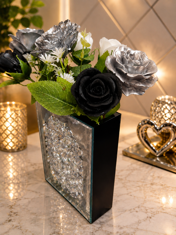 📖✨ Vase livre miroir & fleurs en résine