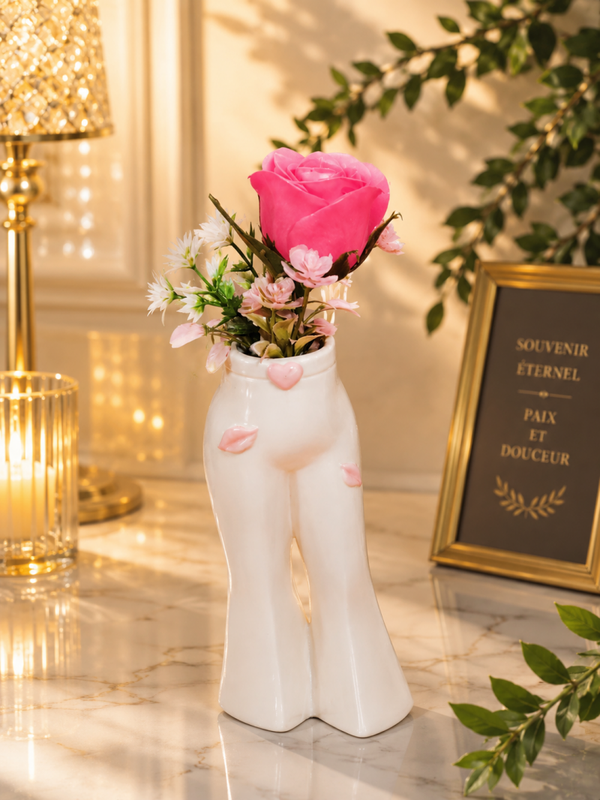 🌹✨ Vase funéraire en céramique avec rose lumineuse phosphorescente ✨🌹