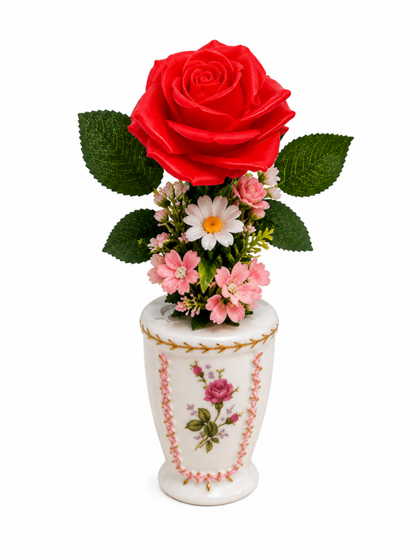 🌹 Rose éternelle rouge en résine – Hommage et souvenir