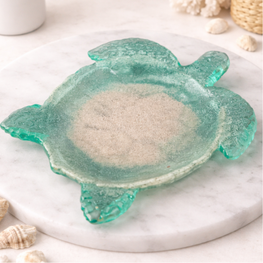 🐢 Tortue Marine en Résine – Sable Naturel