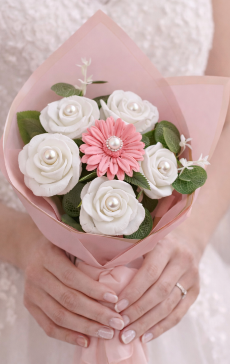 Bouquet Romantique Rose Poudré