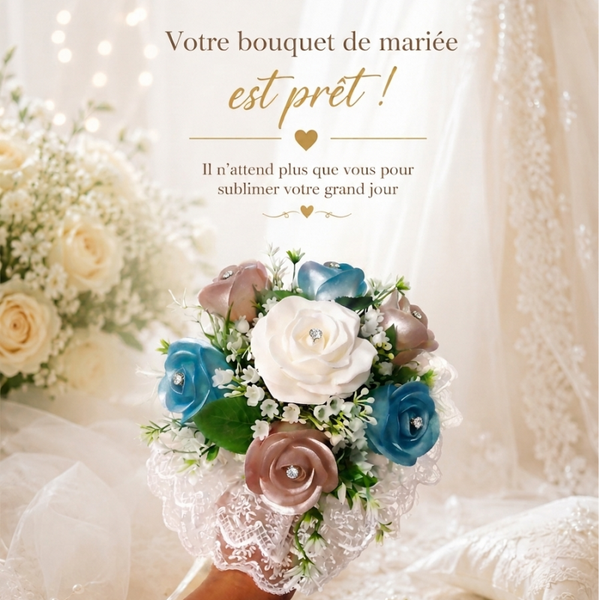 Bouquet de mariée éternel en résine – Couleur au choix