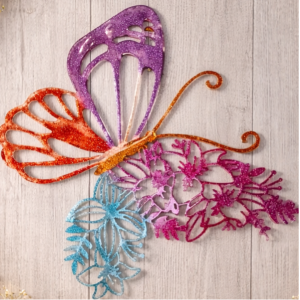 Papillon Mural en Résine Pailletée – Décoration Intérieure Élégante & Lumineuse