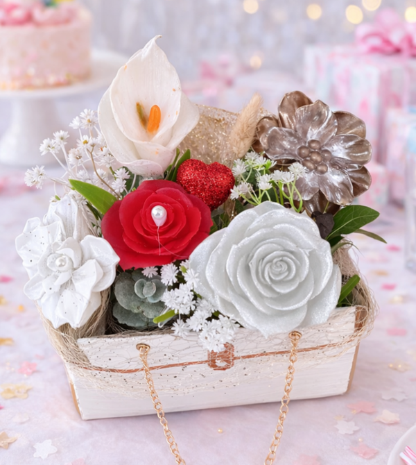 Composition Florale Artisanale en Résine – Décoration Élégante