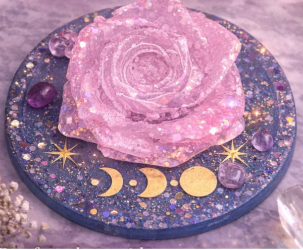 🌸 Rose Ésotérique – Améthyste & Quartz Rose