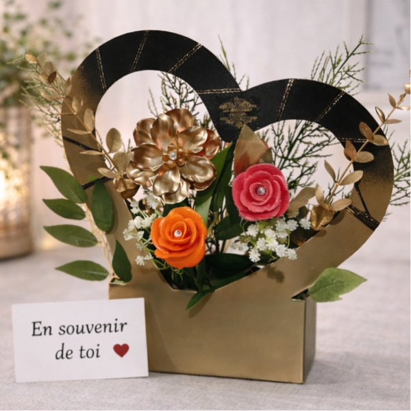 Cœur du Souvenir – Composition florale funéraire en fleurs de résine