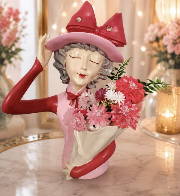 Vase Décoratif en Résine avec Composition Florale