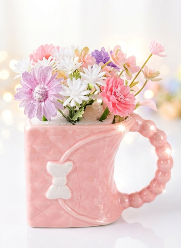 🌸 Tasse Fleurie Rose avec Fleurs en Résine – Décoration Romantique et Élégante 🌸