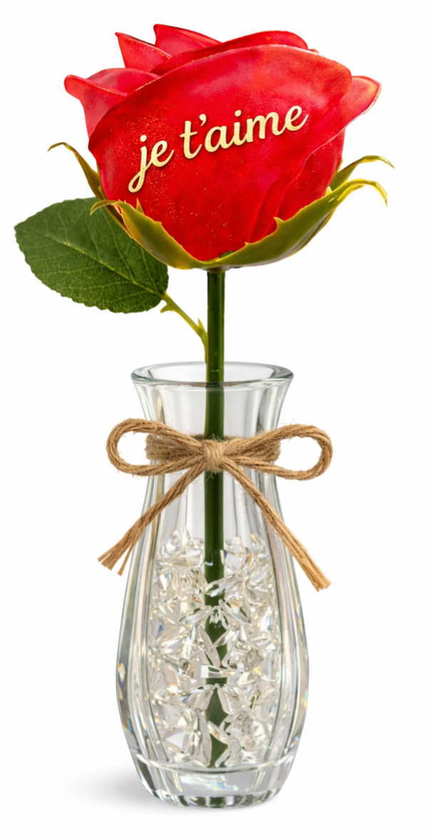 🌹 Rose éternelle « Je t’aime » en résine – décoration romantique