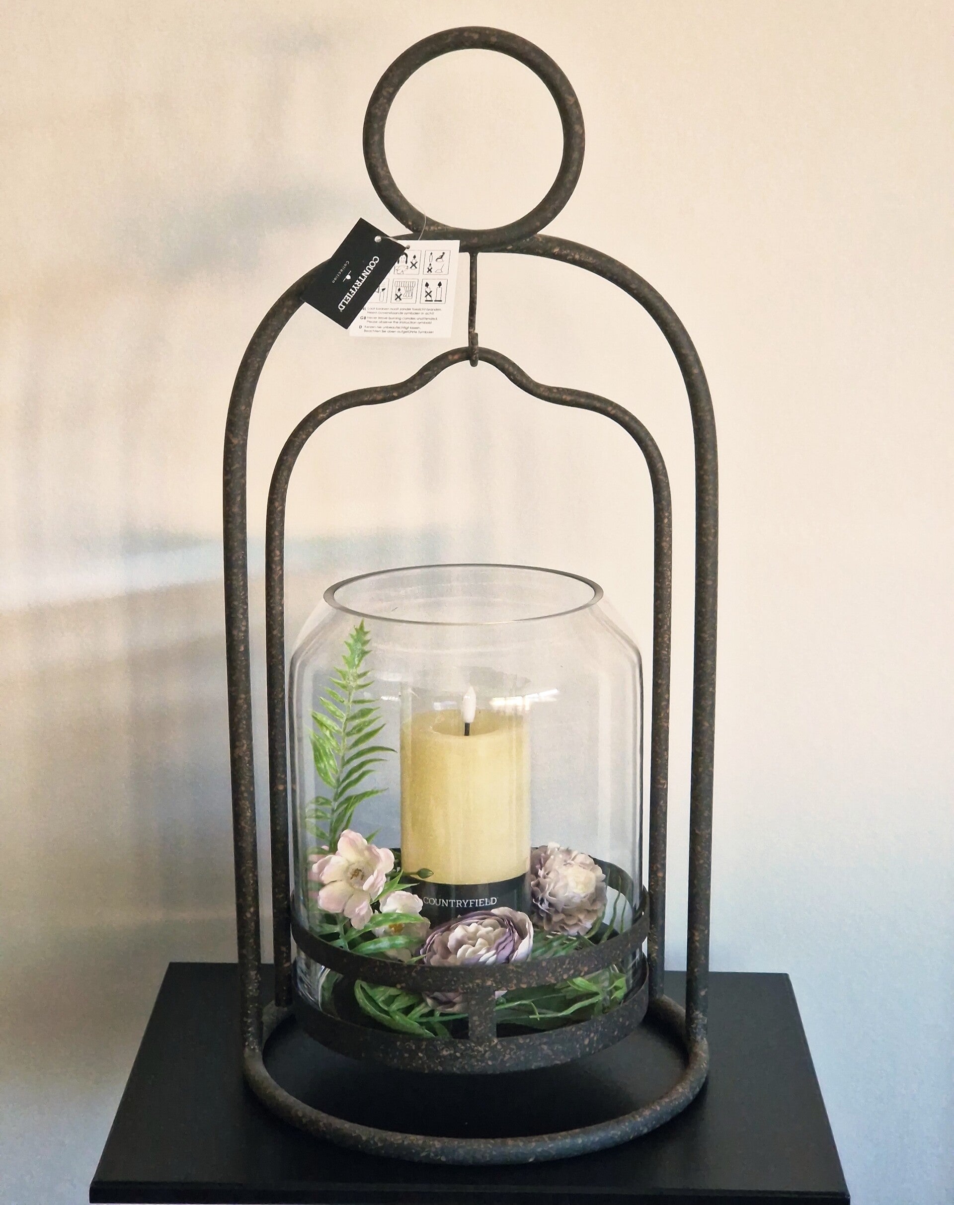 lantaarn met kaars op batterij voeding incl. decoratie