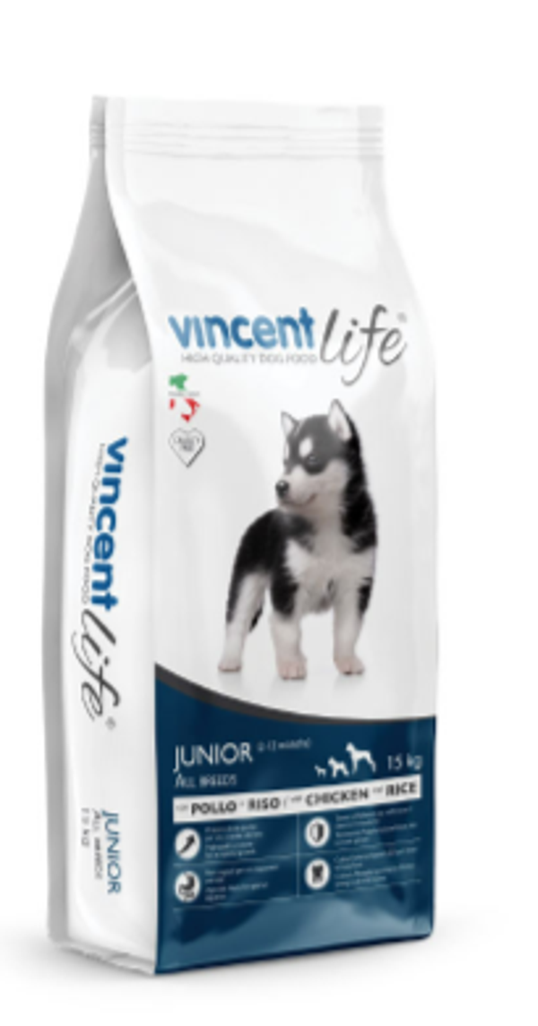 Vincent Life Junior con pollo e riso 15 kg
