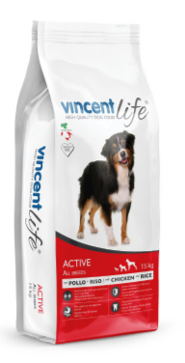 Vincent Life Active con pollo e riso 15 kg