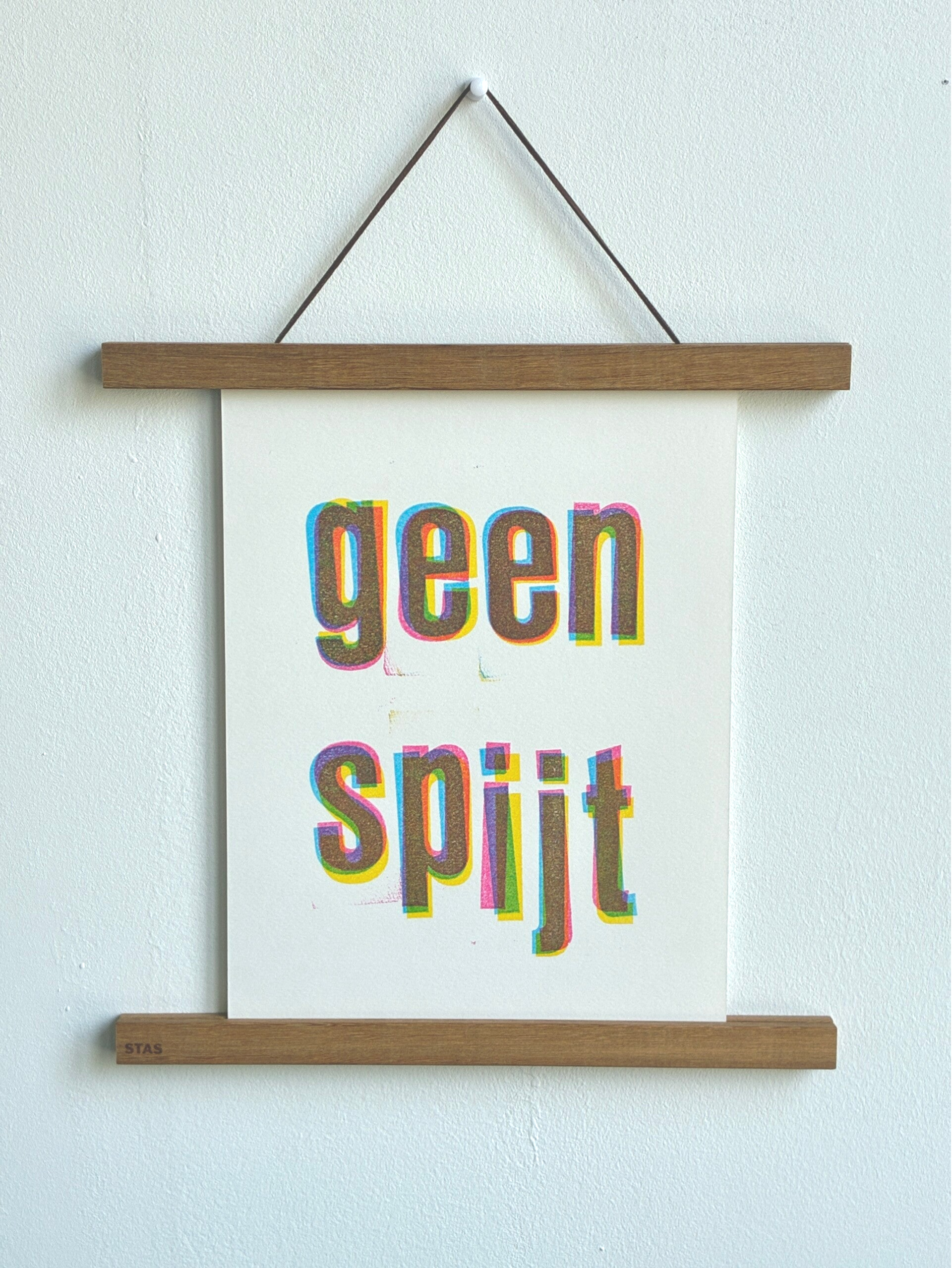 Handgedrukte poster: Geen spijt A4