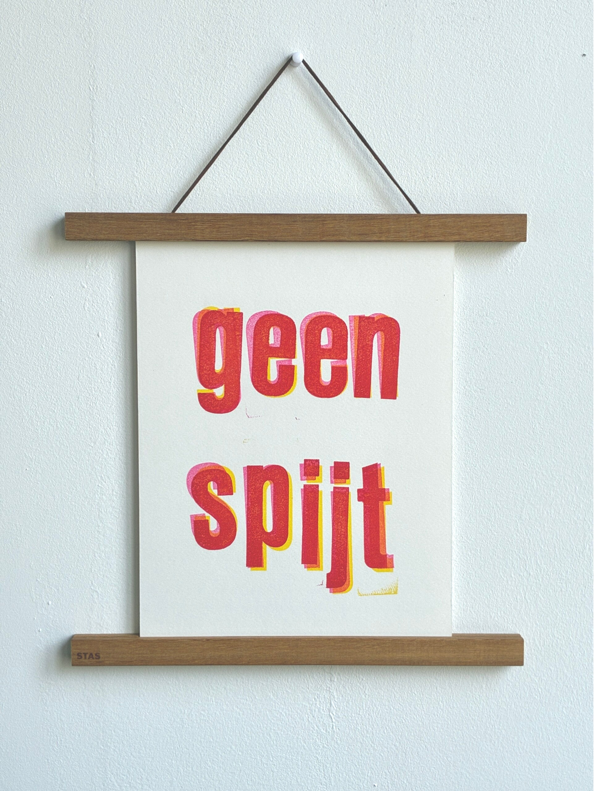 Handgedrukte poster: Geen spijt A4