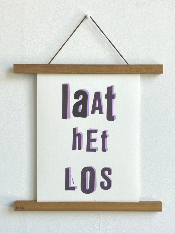 Handgedrukte poster: Laat het los A4