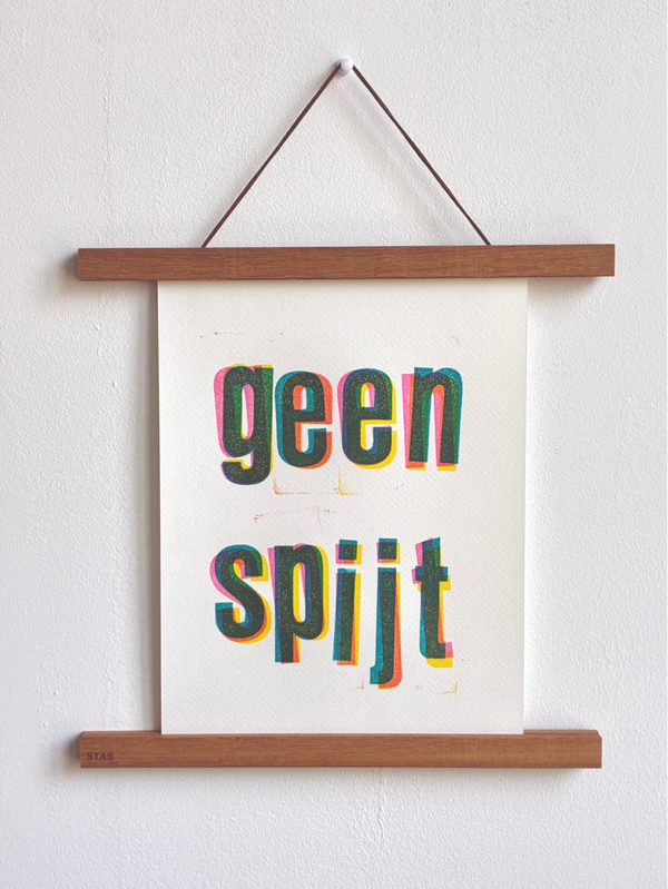 Handgedrukte poster: Geen spijt A4